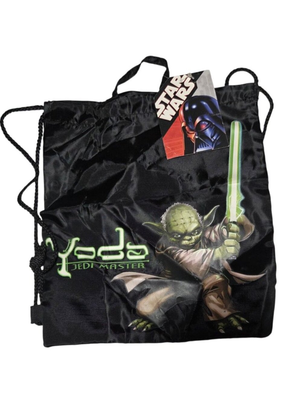 Star Wars Yoda Jedi Master Black Drawstring Backpack Cinch Sack School Bag New